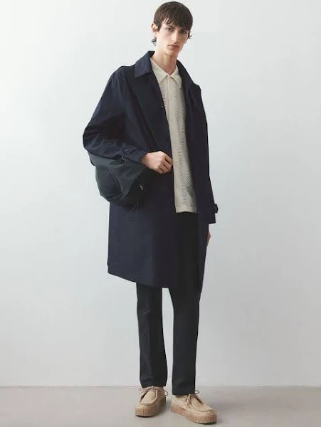 Navy light Blue Regular Fit Car Coat
