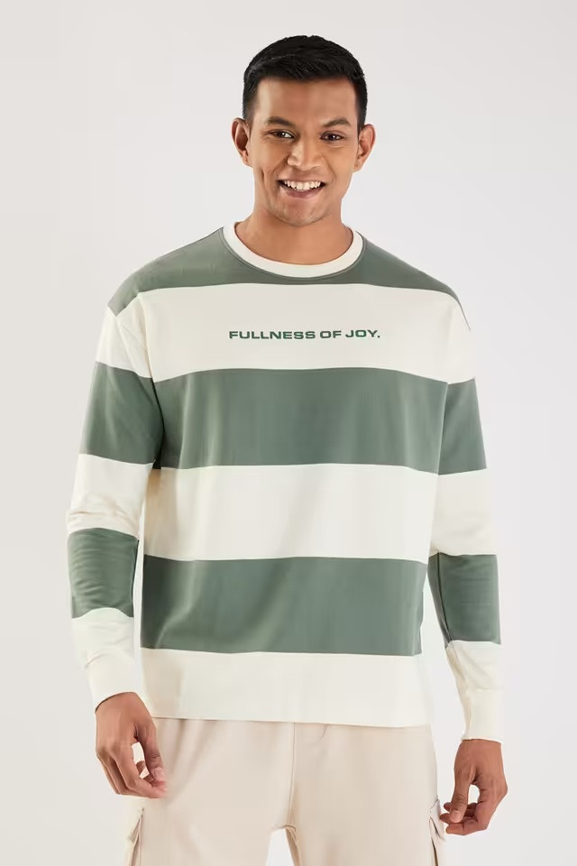 Stripes Polyester Cotton Slim Fit Men's Sweatshirt